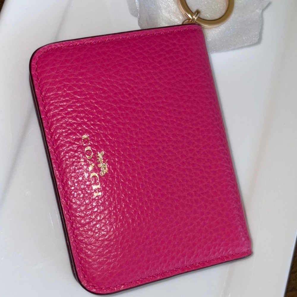 Coach Bold Pink Leather Bifold Card Case